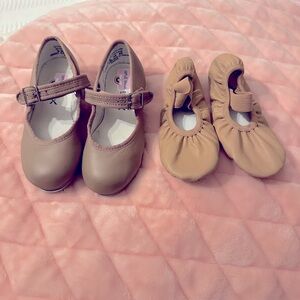 tap shoes and ballet shoes brand new wore 4x. Not a scratch on them!! size 9